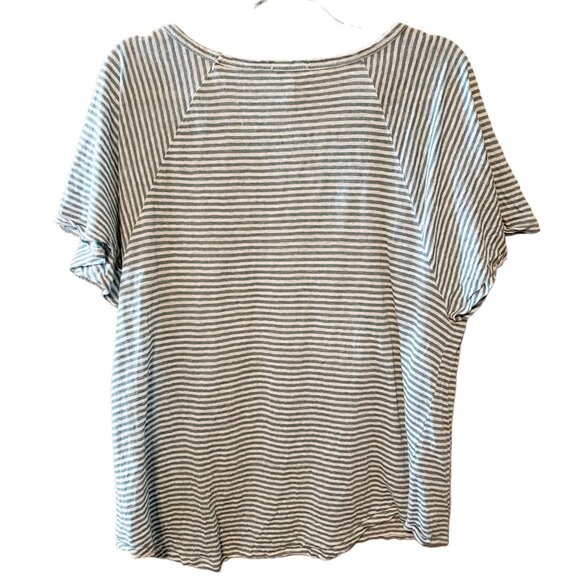 Joie Womens oversized 100% Linen green white striped tee size XS Short sleeve - Picture 3 of 10